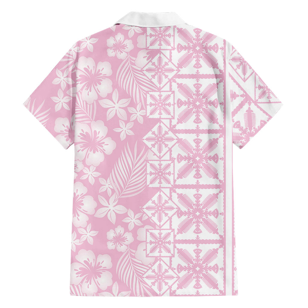 Pastel Pink Kahili Quilt Hawaii Family Matching Mermaid Dress and Hawaiian Shirt Tropical Flower Seamless Half Style LT14 - Polynesian Pride