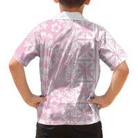 Pastel Pink Kahili Quilt Hawaii Family Matching Short Sleeve Bodycon Dress and Hawaiian Shirt Tropical Flower Seamless Half Style LT14 - Polynesian Pride