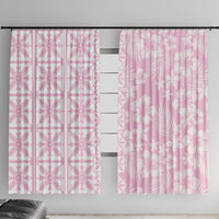 Pastel Pink Kahili Quilt Hawaii Window Curtain Tropical Flower Seamless Half Style