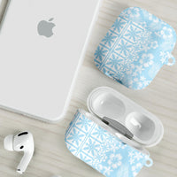 Pastel Blue Kahili Quilt Hawaii AirPods Case Tropical Flower Seamless Half Style