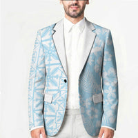 Pastel Blue Kahili Quilt Hawaii Blazer Tropical Flower Seamless Half Style