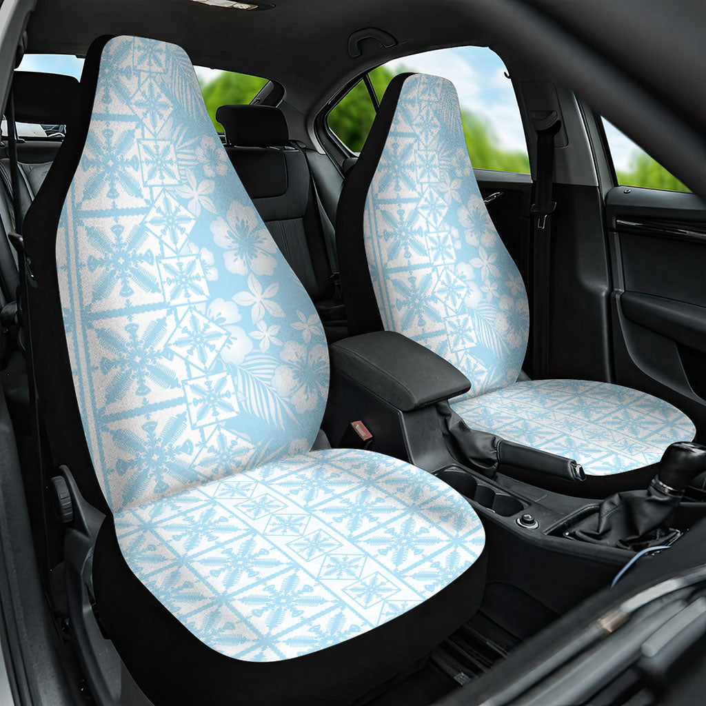 Pastel Blue Kahili Quilt Hawaii Car Seat Cover Tropical Flower Seamless Half Style LT14 One Size Blue - Polynesian Pride