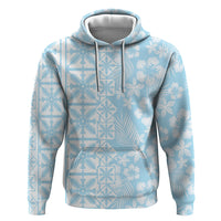 Pastel Blue Kahili Quilt Hawaii Hoodie Tropical Flower Seamless Half Style