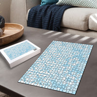 Pastel Blue Kahili Quilt Hawaii Puzzle Tropical Flower Seamless Half Style