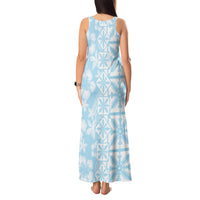 Pastel Blue Kahili Quilt Hawaii Tank Maxi Dress Tropical Flower Seamless Half Style