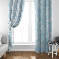 Pastel Blue Kahili Quilt Hawaii Window Curtain Tropical Flower Seamless Half Style