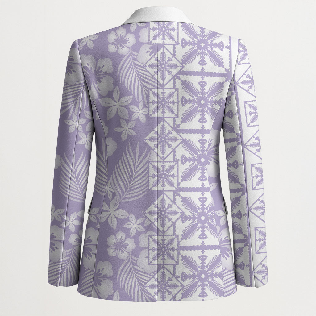Pastel Purple Kahili Quilt Hawaii Blazer Tropical Flower Seamless Half Style