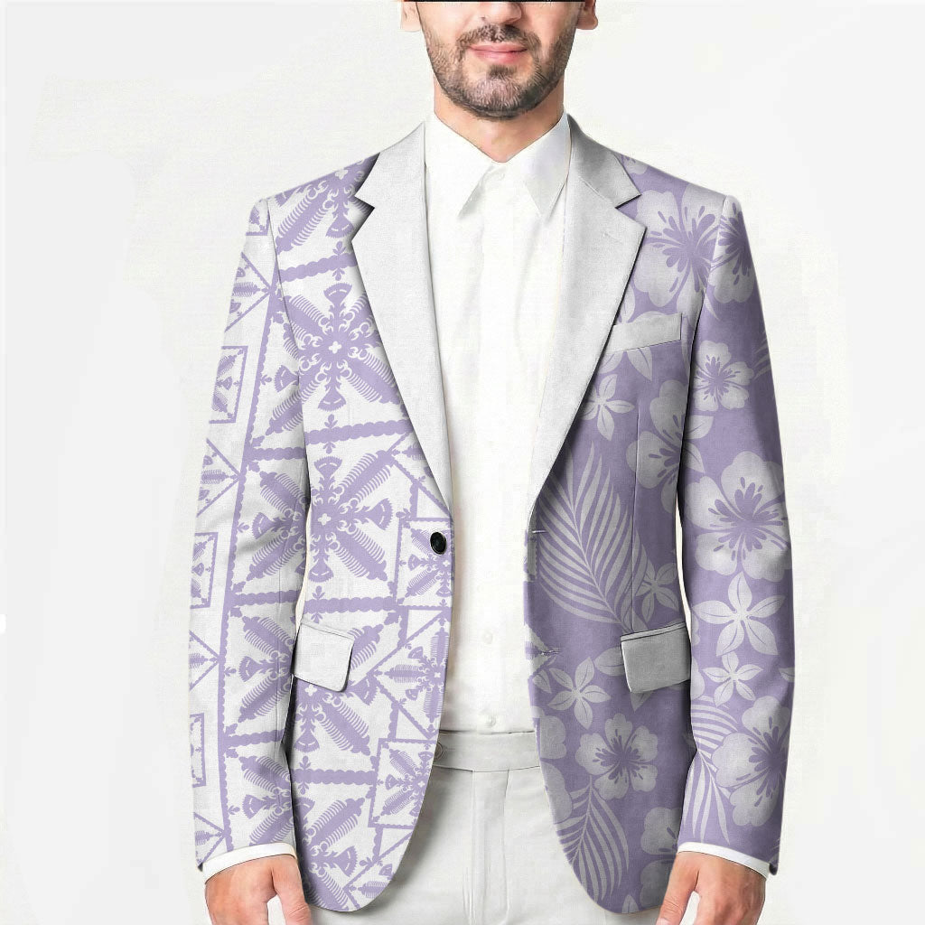 Pastel Purple Kahili Quilt Hawaii Blazer Tropical Flower Seamless Half Style