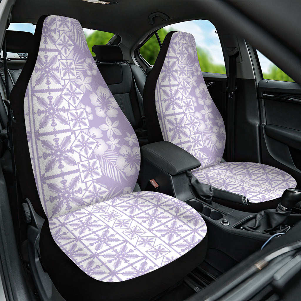 Pastel Purple Kahili Quilt Hawaii Car Seat Cover Tropical Flower Seamless Half Style