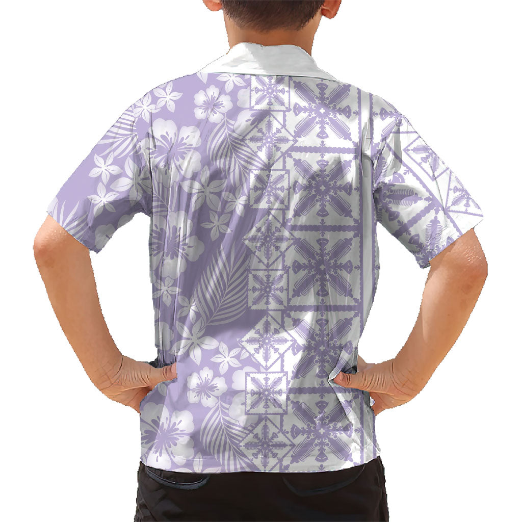 Pastel Purple Kahili Quilt Hawaii Family Matching Long Sleeve Bodycon Dress and Hawaiian Shirt Tropical Flower Seamless Half Style LT14 - Polynesian Pride
