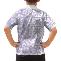 Pastel Purple Kahili Quilt Hawaii Family Matching Mermaid Dress and Hawaiian Shirt Tropical Flower Seamless Half Style LT14 - Polynesian Pride