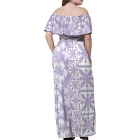 Pastel Purple Kahili Quilt Hawaii Family Matching Off Shoulder Maxi Dress and Hawaiian Shirt Tropical Flower Seamless Half Style LT14 - Polynesian Pride