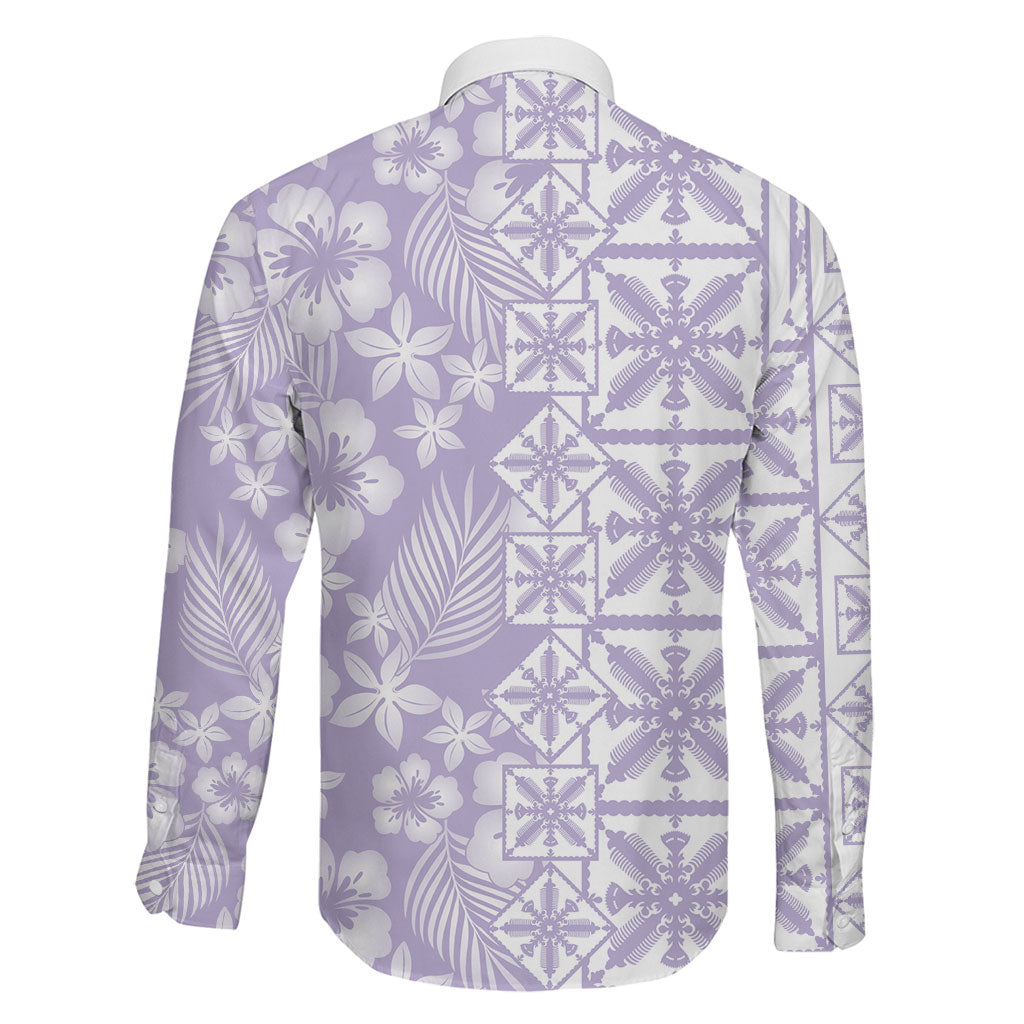 Pastel Purple Kahili Quilt Hawaii Family Matching Summer Maxi Dress and Hawaiian Shirt Tropical Flower Seamless Half Style LT14 - Polynesian Pride