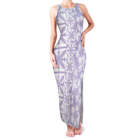 Pastel Purple Kahili Quilt Hawaii Family Matching Tank Maxi Dress and Hawaiian Shirt Tropical Flower Seamless Half Style LT14 Mom's Dress Purple - Polynesian Pride