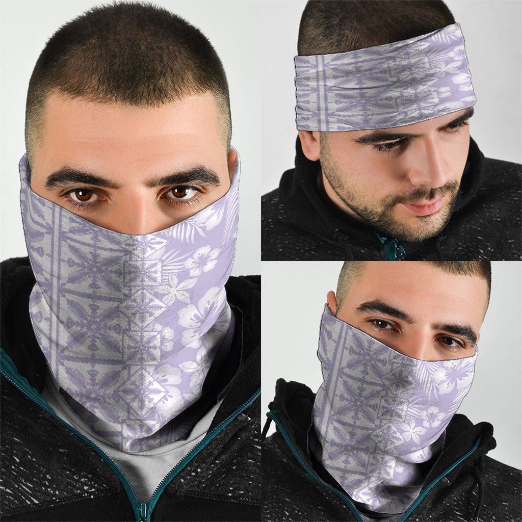 Pastel Purple Kahili Quilt Hawaii Neck Gaiter Tropical Flower Seamless Half Style