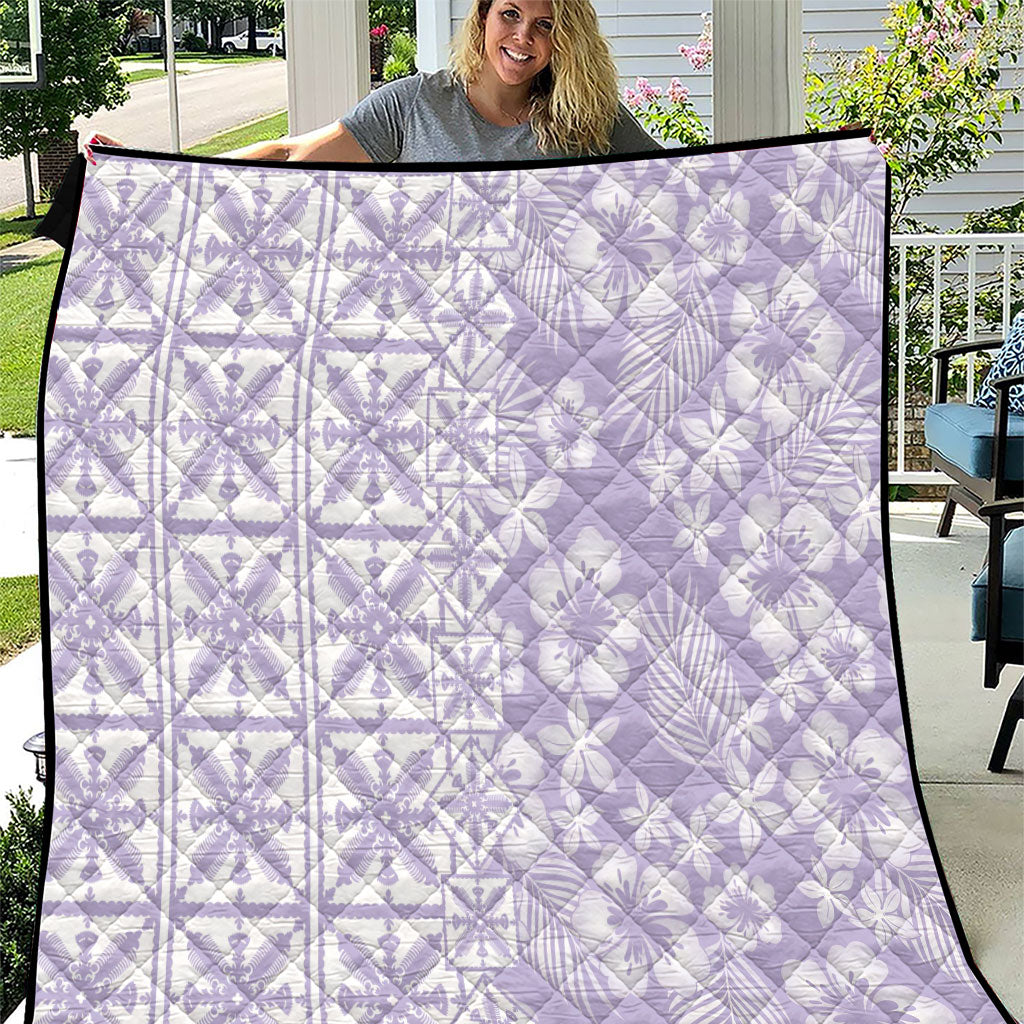 Pastel Purple Kahili Quilt Hawaii Quilt Tropical Flower Seamless Half Style LT14 Purple - Polynesian Pride