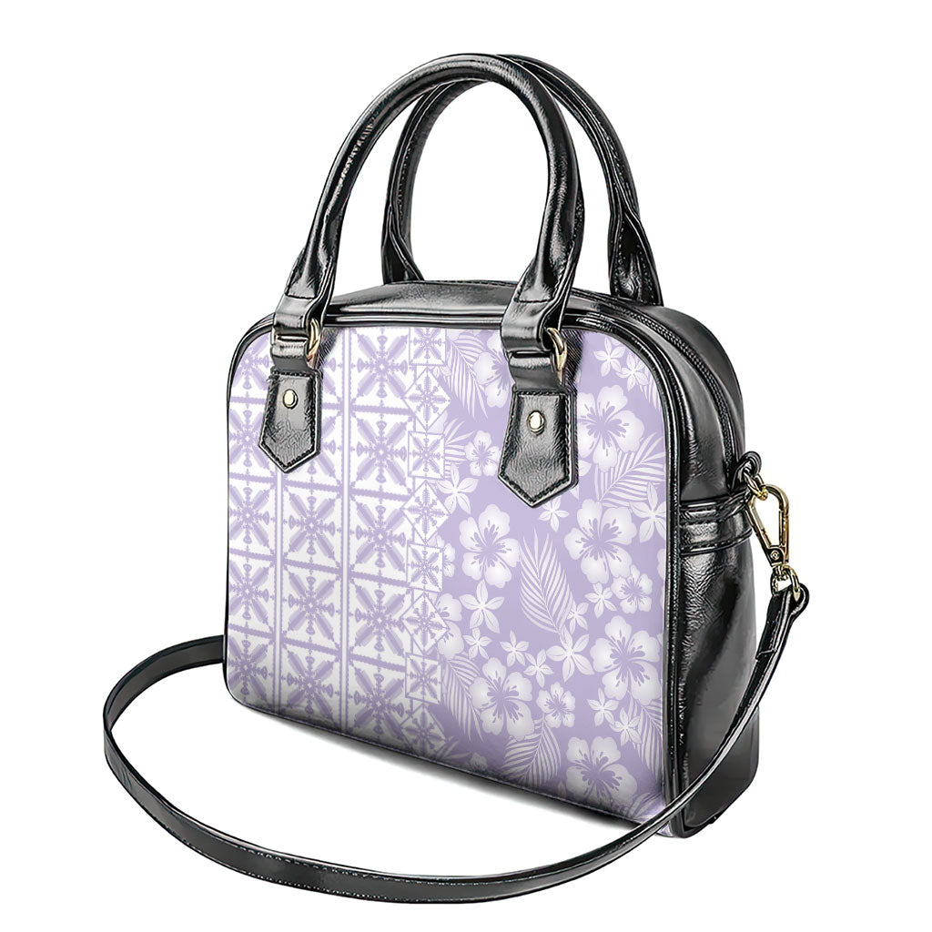 Pastel Purple Kahili Quilt Hawaii Shoulder Handbag Tropical Flower Seamless Half Style