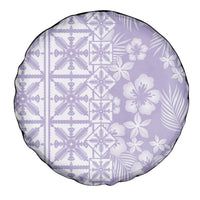 Pastel Purple Kahili Quilt Hawaii Spare Tire Cover Tropical Flower Seamless Half Style