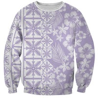 Pastel Purple Kahili Quilt Hawaii Sweatshirt Tropical Flower Seamless Half Style