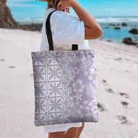Pastel Purple Kahili Quilt Hawaii Tote Bag Tropical Flower Seamless Half Style