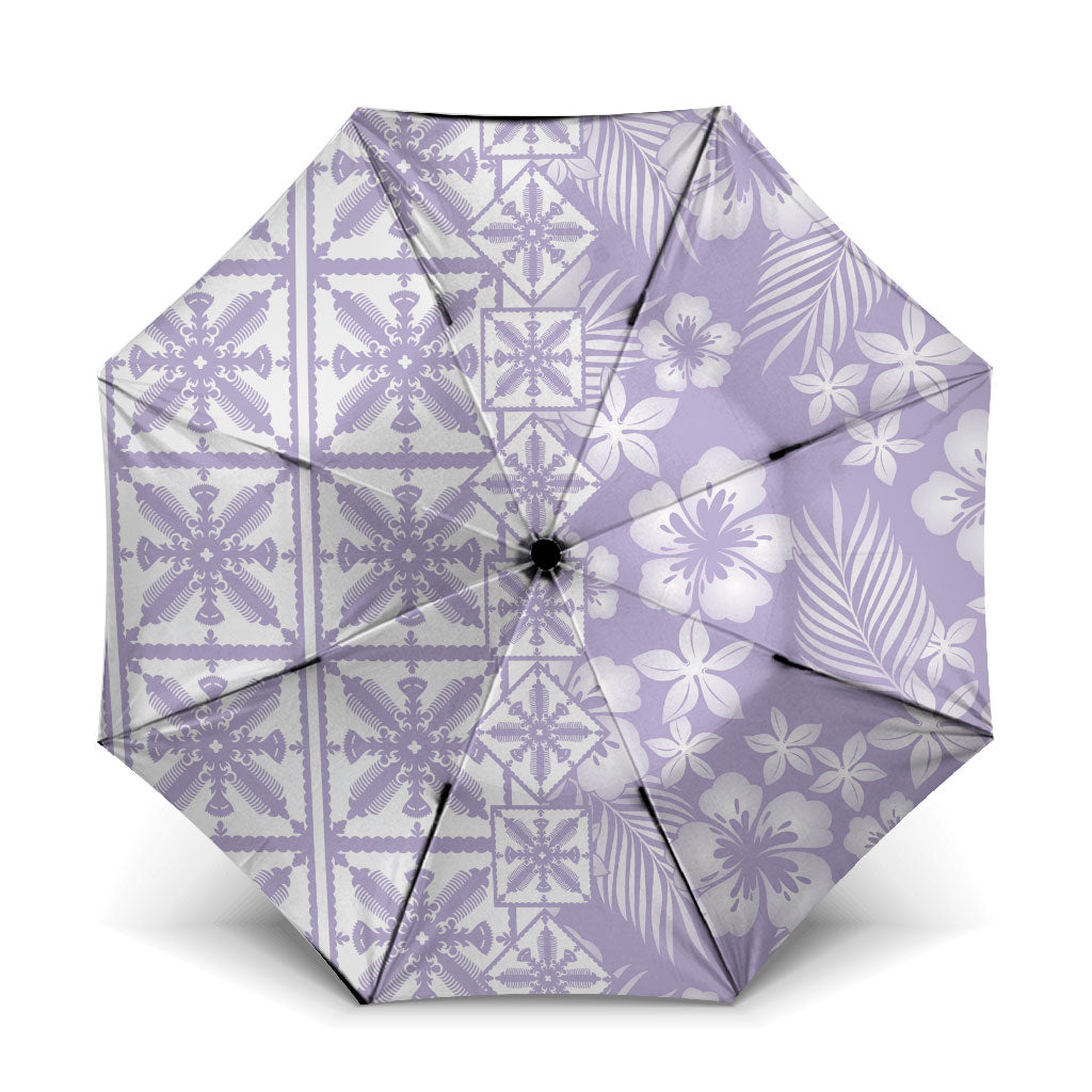 Pastel Purple Kahili Quilt Hawaii Umbrella Tropical Flower Seamless Half Style