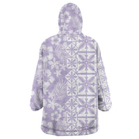 Pastel Purple Kahili Quilt Hawaii Wearable Blanket Hoodie Tropical Flower Seamless Half Style