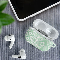 Pastel Green Kahili Quilt Hawaii AirPods Case Tropical Flower Seamless Half Style