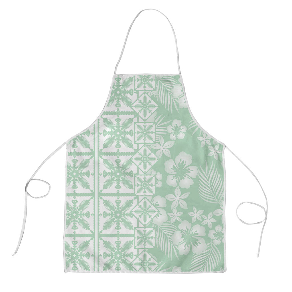 Pastel Green Kahili Quilt Hawaii Apron Tropical Flower Seamless Half Style