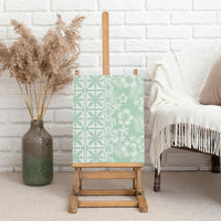 Pastel Green Kahili Quilt Hawaii Canvas Wall Art Tropical Flower Seamless Half Style