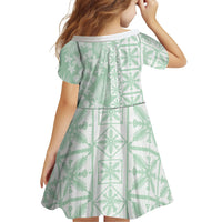 Pastel Green Kahili Quilt Hawaii Family Matching Mermaid Dress and Hawaiian Shirt Tropical Flower Seamless Half Style LT14 - Polynesian Pride
