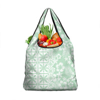 Pastel Green Kahili Quilt Hawaii Grocery Bag Tropical Flower Seamless Half Style