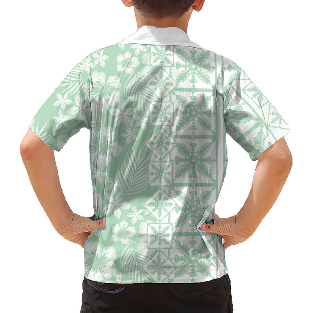 Pastel Green Kahili Quilt Hawaii Kid Hawaiian Shirt Tropical Flower Seamless Half Style