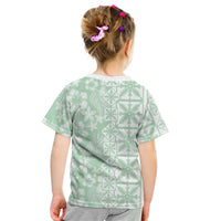 Pastel Green Kahili Quilt Hawaii Kid T Shirt Tropical Flower Seamless Half Style