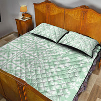 Pastel Green Kahili Quilt Hawaii Quilt Bed Set Tropical Flower Seamless Half Style
