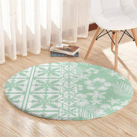 Pastel Green Kahili Quilt Hawaii Round Carpet Tropical Flower Seamless Half Style