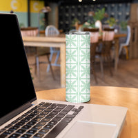 Pastel Green Kahili Quilt Hawaii Skinny Tumbler Tropical Flower Seamless Half Style
