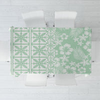 Pastel Green Kahili Quilt Hawaii Tablecloth Tropical Flower Seamless Half Style