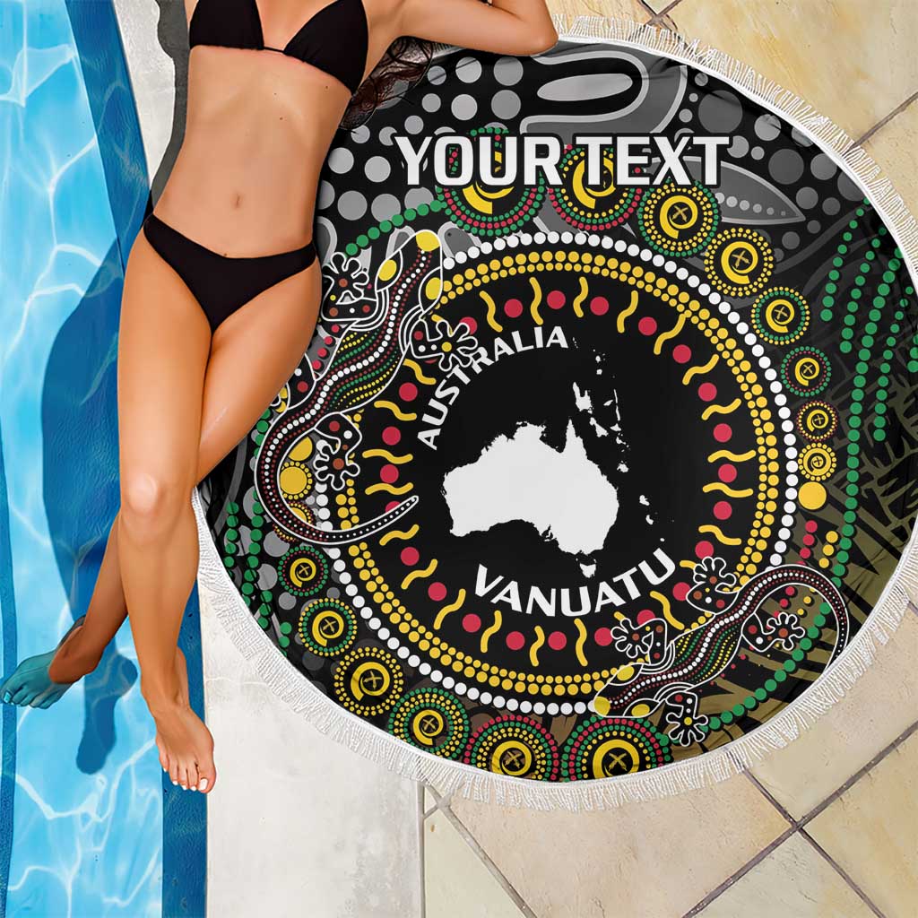 Personalised Australia And Vanuatu Beach Blanket Aboriginal Lizard Polynesia Ni-Van Pig Tusk