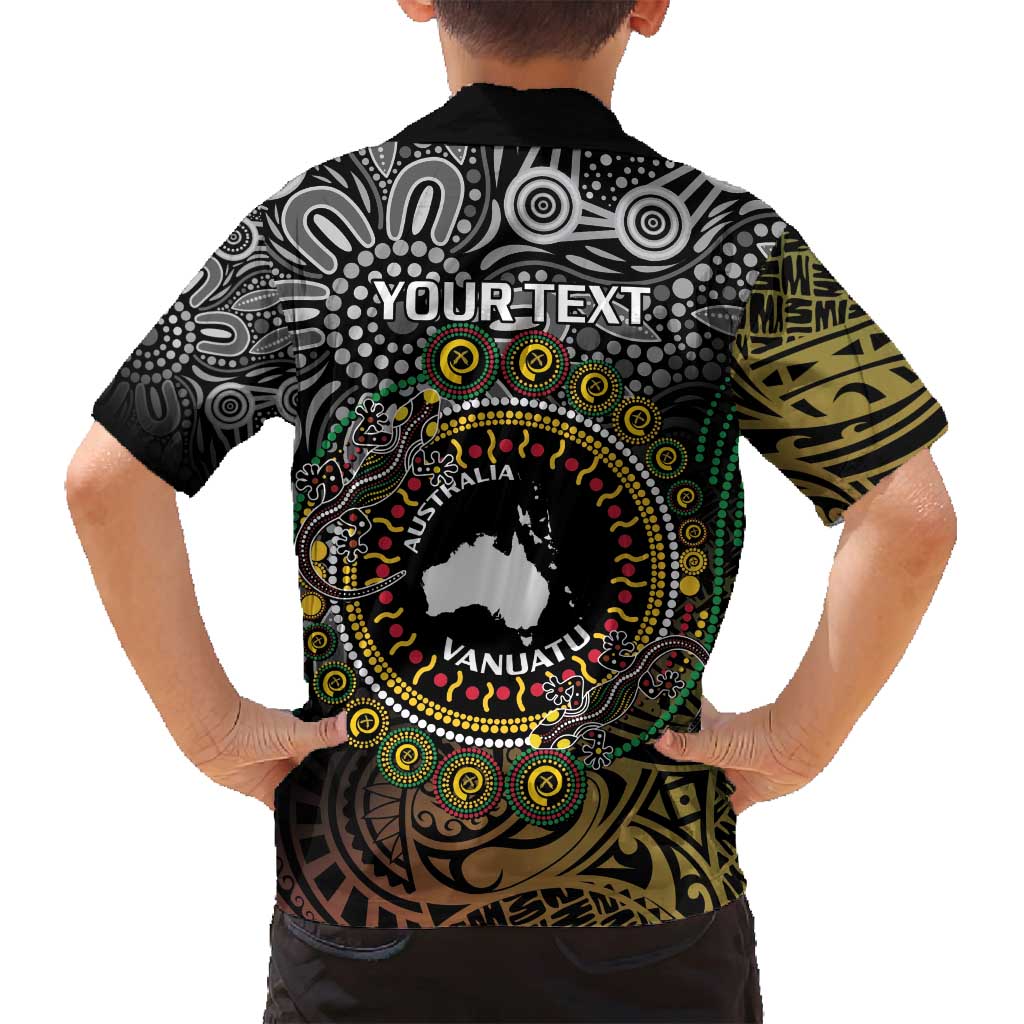 Personalised Australia And Vanuatu Family Matching Long Sleeve Bodycon Dress and Hawaiian Shirt Aboriginal Lizard Polynesia Ni-Van Pig Tusk LT14 - Polynesian Pride