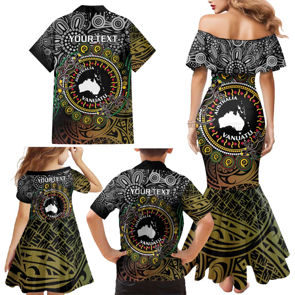 Personalised Australia And Vanuatu Family Matching Mermaid Dress and Hawaiian Shirt Aboriginal Lizard Polynesia Ni-Van Pig Tusk LT14 - Polynesian Pride