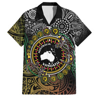 Personalised Australia And Vanuatu Family Matching Off Shoulder Short Dress and Hawaiian Shirt Aboriginal Lizard Polynesia Ni-Van Pig Tusk