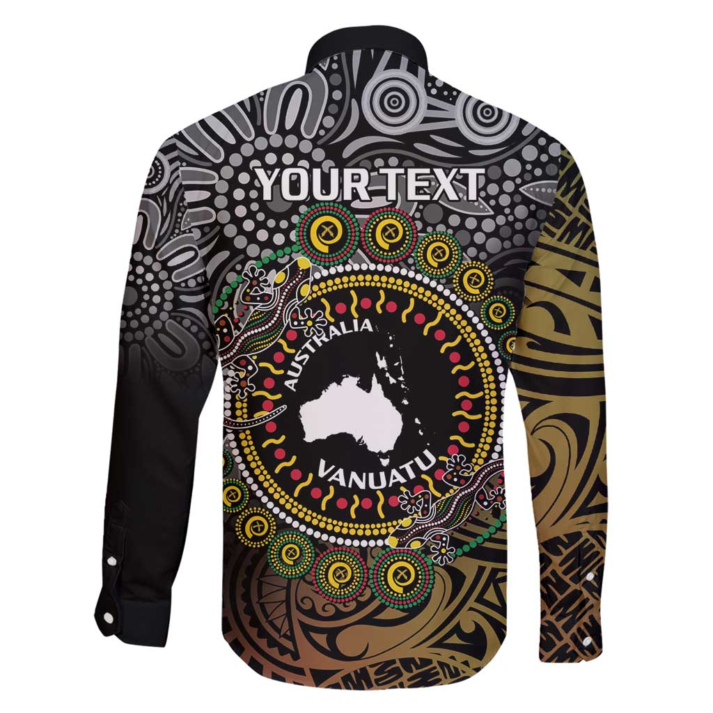 Personalised Australia And Vanuatu Family Matching Short Sleeve Bodycon Dress and Hawaiian Shirt Aboriginal Lizard Polynesia Ni-Van Pig Tusk LT14 - Polynesian Pride
