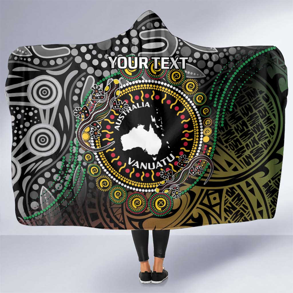 Personalised Australia And Vanuatu Hooded Blanket Aboriginal Lizard Polynesia Ni-Van Pig Tusk