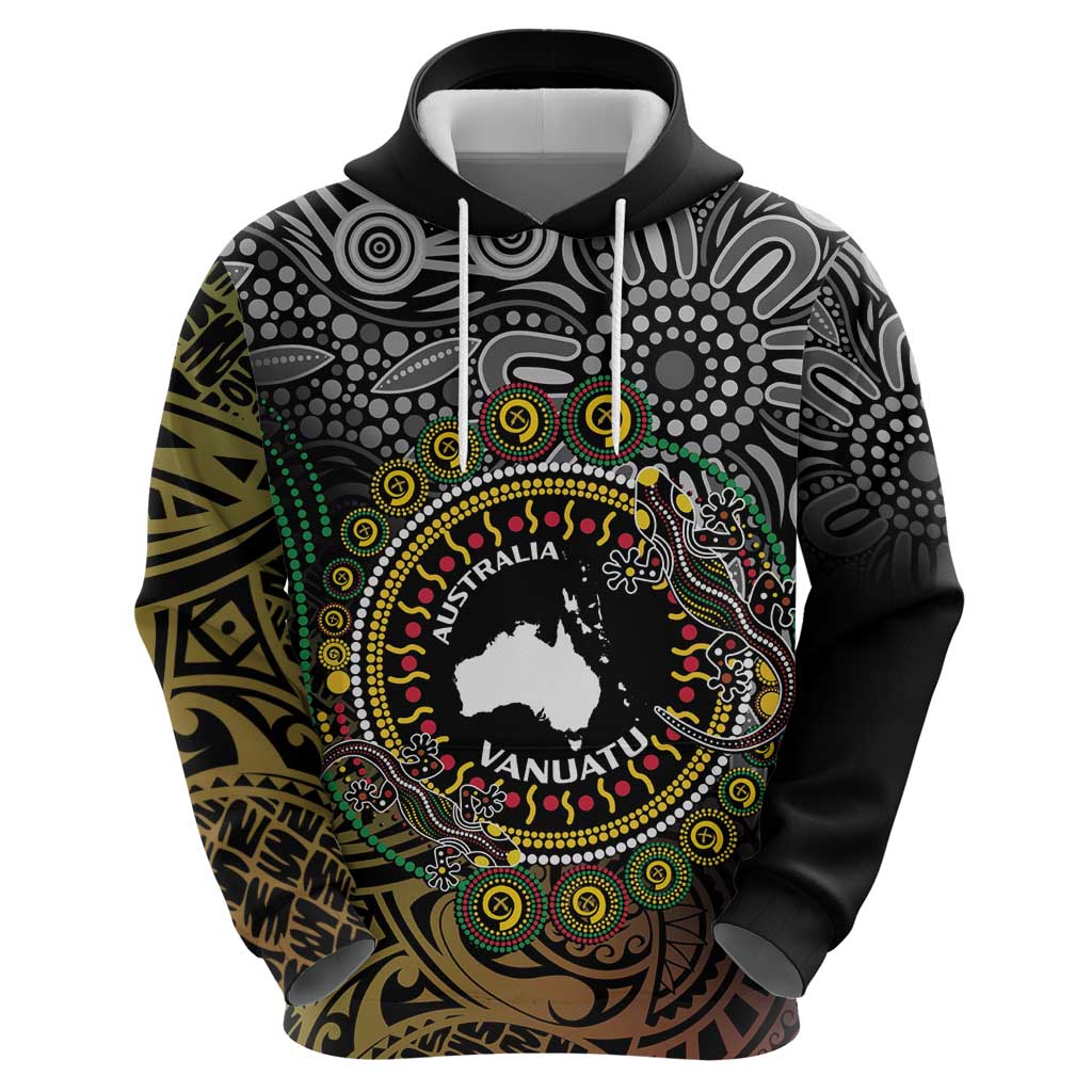Personalised Australia And Vanuatu Hoodie Aboriginal Lizard Polynesia Ni-Van Pig Tusk