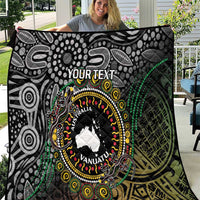 Personalised Australia And Vanuatu Quilt Aboriginal Lizard Polynesia Ni-Van Pig Tusk LT14 Black - Polynesian Pride