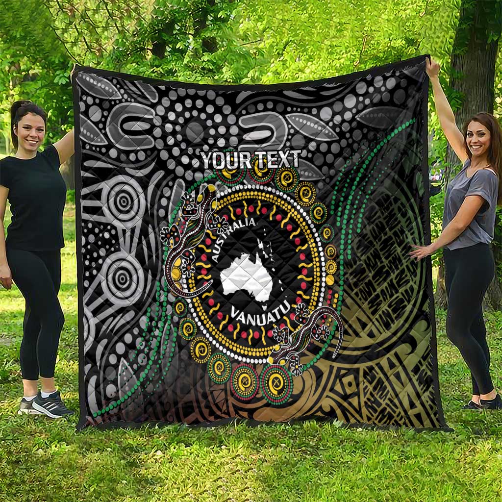 Personalised Australia And Vanuatu Quilt Aboriginal Lizard Polynesia Ni-Van Pig Tusk LT14 - Polynesian Pride