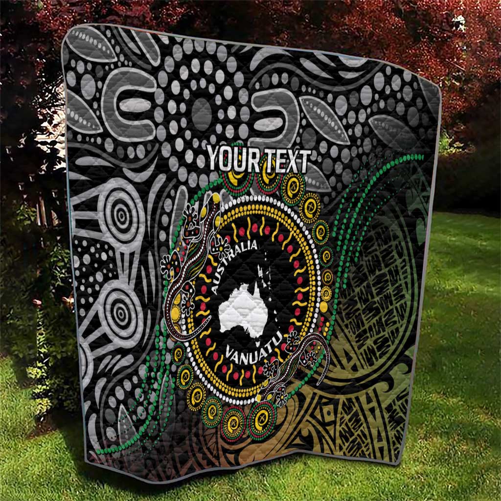 Personalised Australia And Vanuatu Quilt Aboriginal Lizard Polynesia Ni-Van Pig Tusk LT14 - Polynesian Pride
