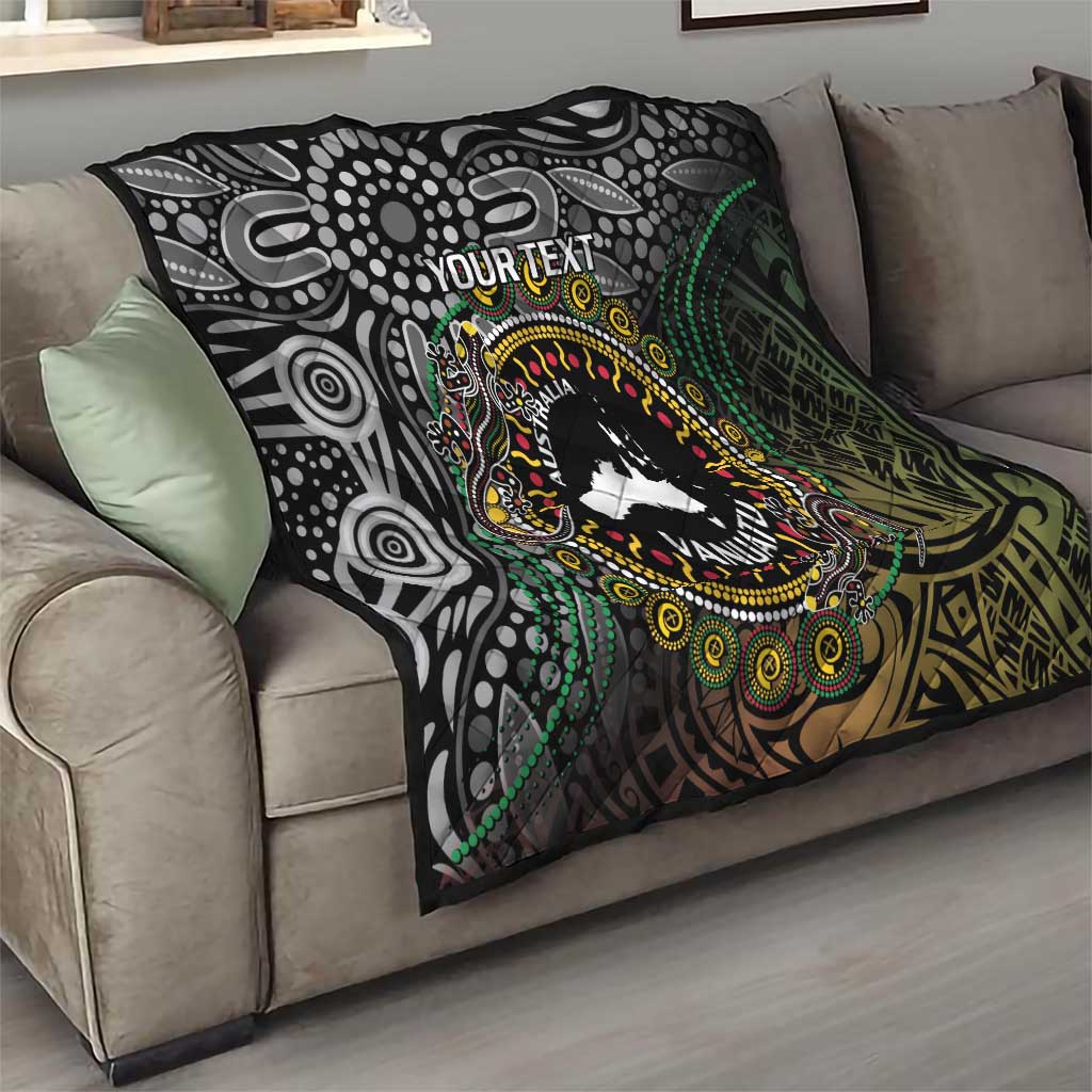 Personalised Australia And Vanuatu Quilt Aboriginal Lizard Polynesia Ni-Van Pig Tusk LT14 - Polynesian Pride
