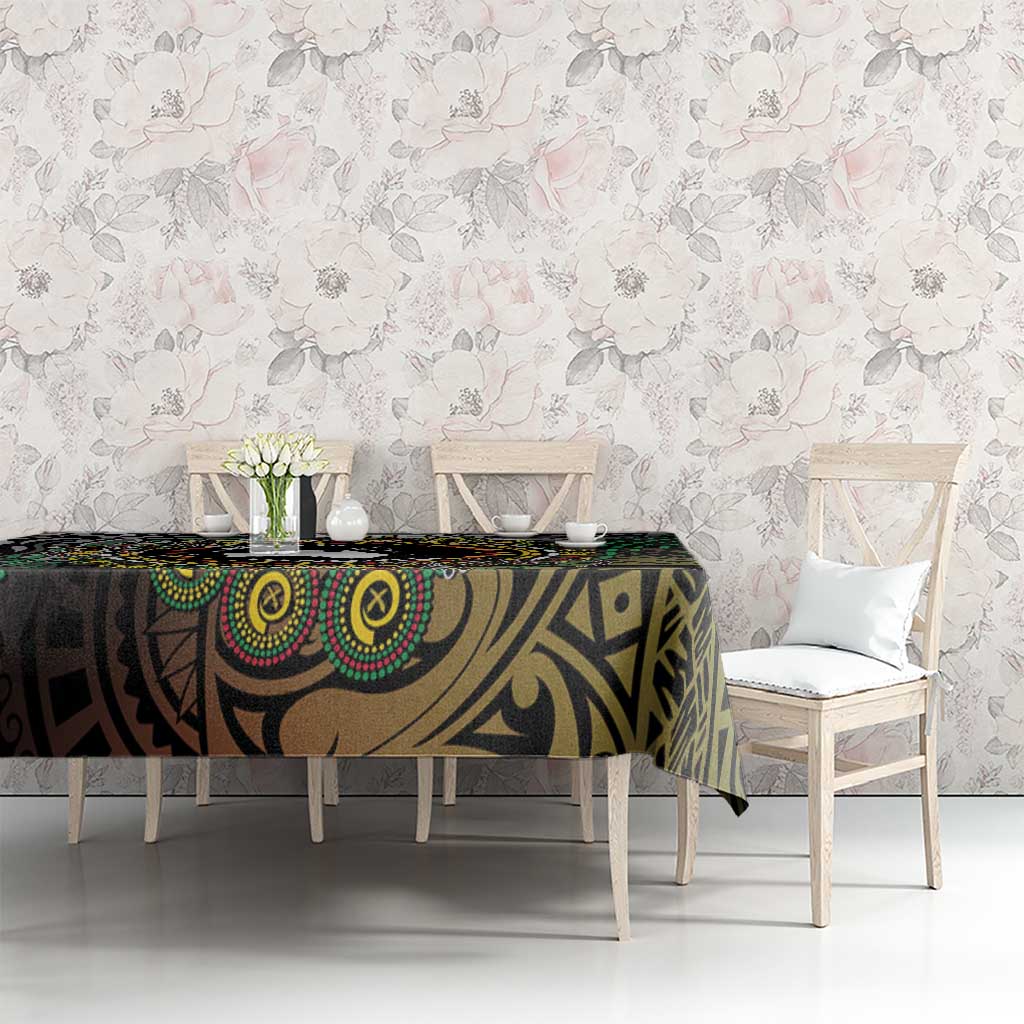 Personalised Australia And Vanuatu Tablecloth Aboriginal Lizard Polynesia Ni-Van Pig Tusk
