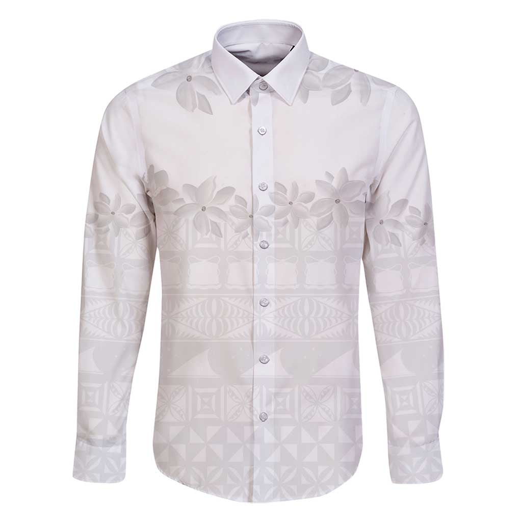 Tokelau White Sunday Family Matching Long Sleeve Bodycon Dress and Hawaiian Shirt Polynesian Pattern Gardenia Thunbergia